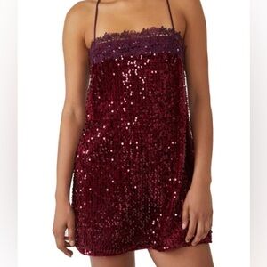 Free People Dark Sequin Strappy Dress